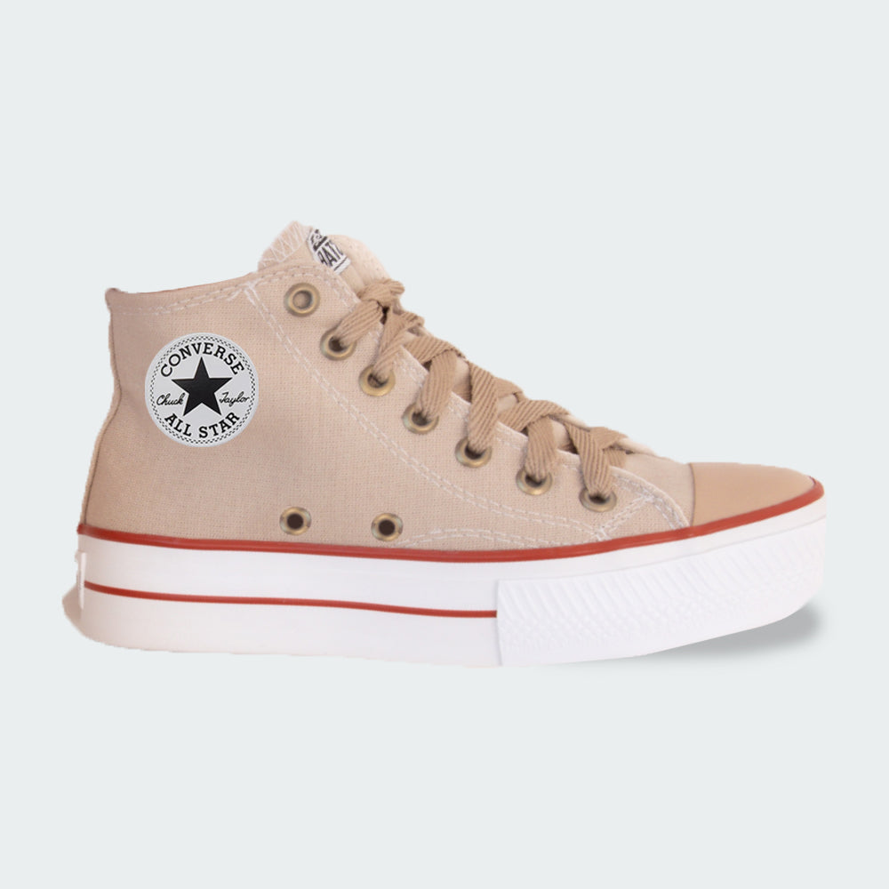 BOTA CONVERSE LONA BEIGE PLATAFORMA